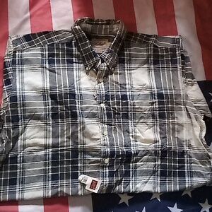 Vintage Woolrich Shortleeve Plaid Button Sz 2XL NWT